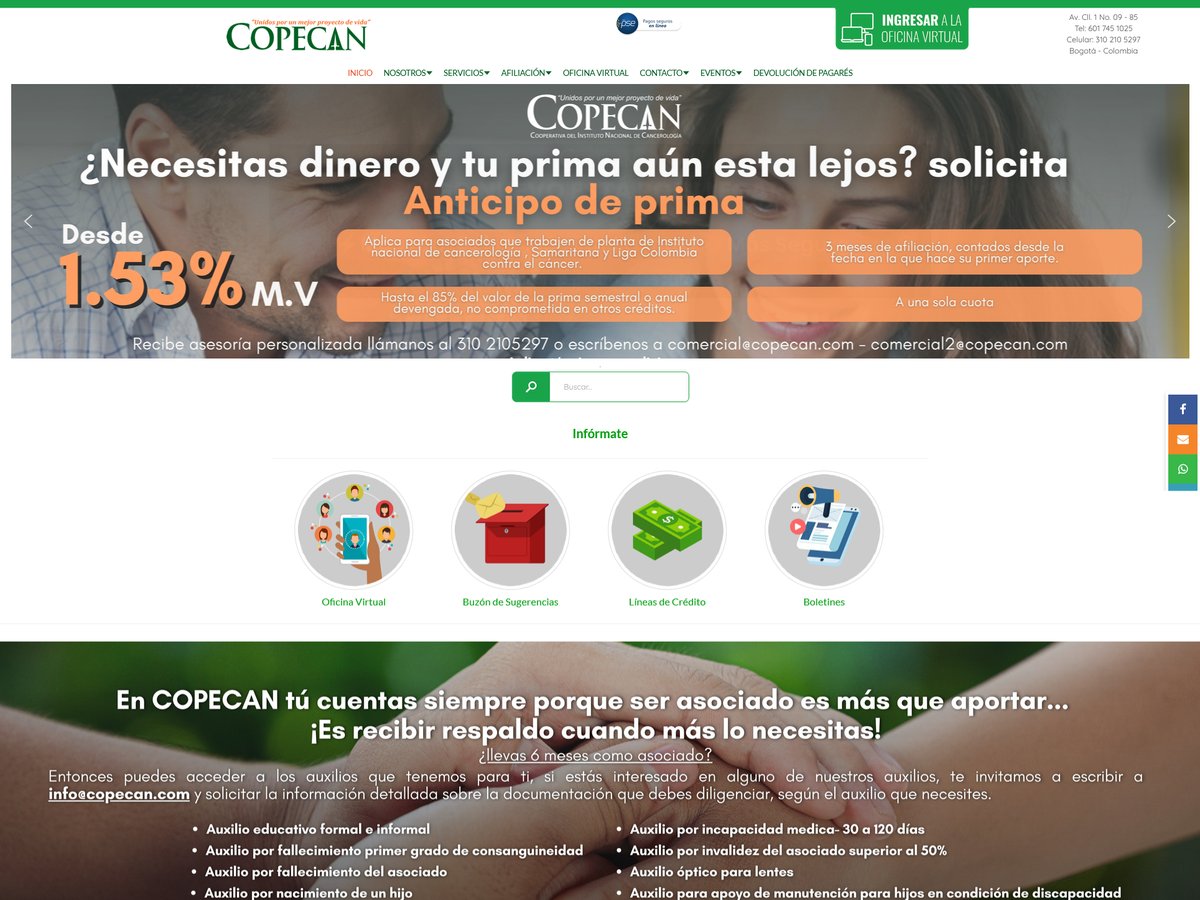 Portal de la cooperativa con CMS Joomla. — Copecan, Diseño Web