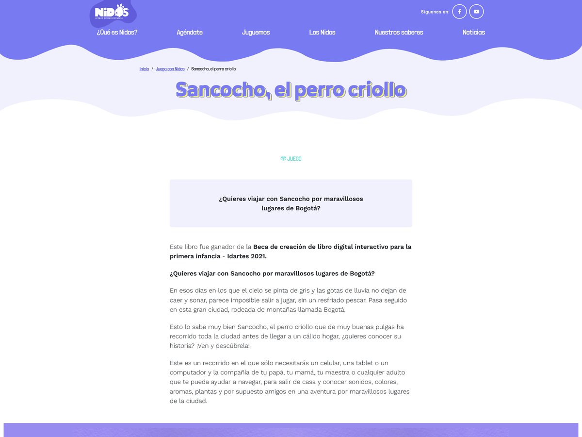 Cuento interactivo para la plataforma Nidos, arte para primera infancia. — Sancocho, el Perro Criollo, Multimedia