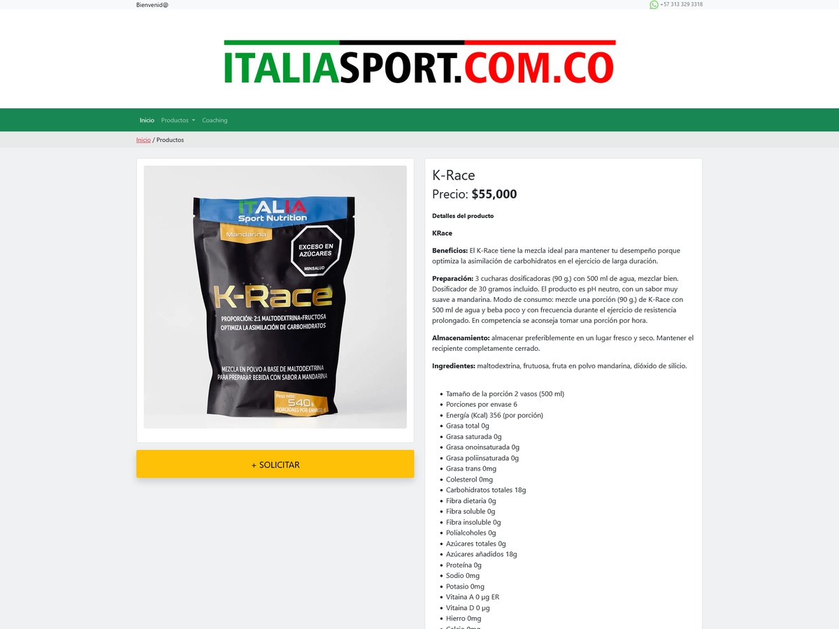 Diseño de empaques y actualización del sitio web. — Italia Sport Nutrition, Diseño Web