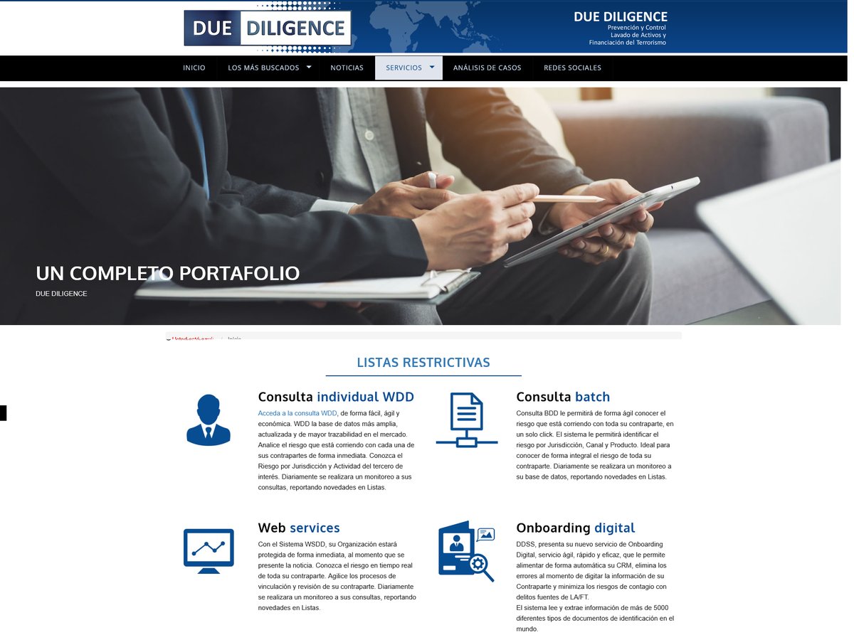 Diseño y desarrollo del sitio web y aplicaciones interactivas. — Due Diligence, Diseño Web