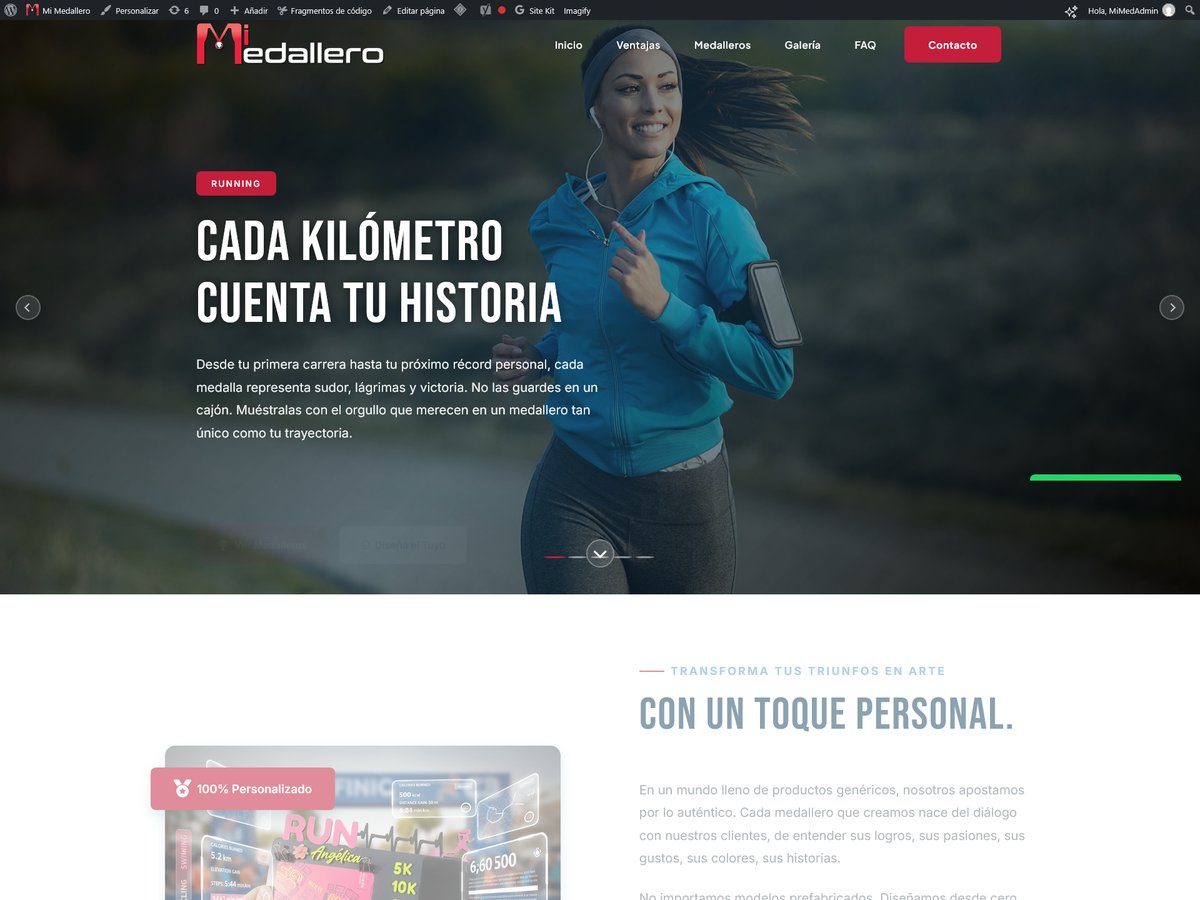 Diseño y desarrollo del sitio web y redes sociales. — MiMedallero, Diseño Web