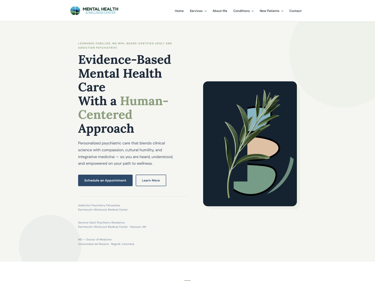 Diseño y desarrollo de sitio web internacional. — Mental Health and Wellness Center, Diseño Web