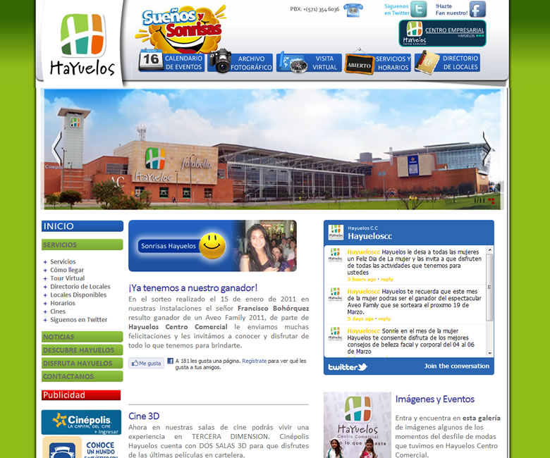 Diseño y desarrollo de sitio web. — Centro Comercial Hayuelos, Diseño Web